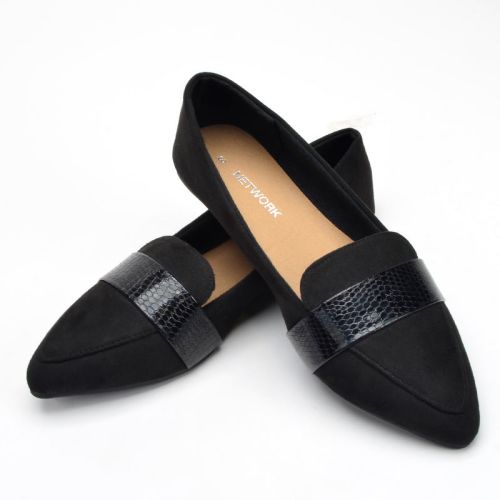 
                  
                    Pointed Toe Ballet Flat - Lightweight Faux Suede Leather Design
                  
                