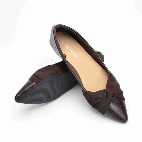 
                  
                    Pointed Toe Ballet Flat - Bowknot Design and Faux Suede Leather
                  
                