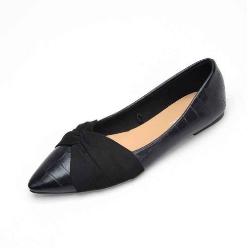 
                  
                    Pointed Toe Ballet Flat - Bowknot Design and Faux Suede Leather
                  
                