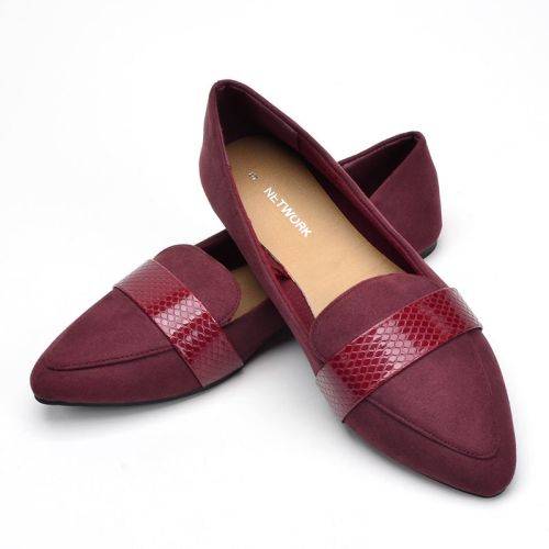 Pointed Toe Ballet Flat - Lightweight Faux Suede Leather Design
