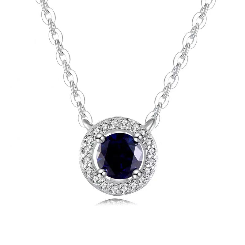 Sapphire Necklace 1 Ct- S 925 1Ct